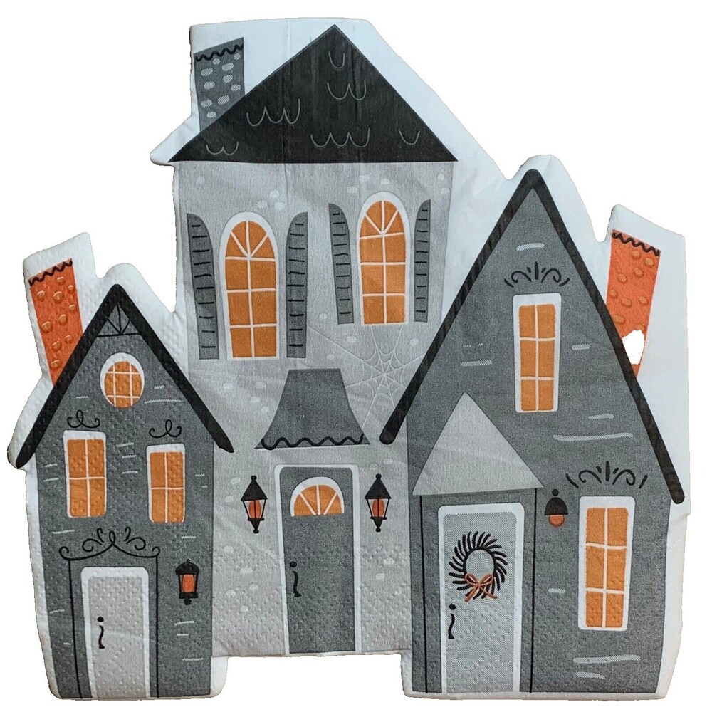 Haunted House Halloween Dinner Paper Napkins Hand Buffet Towels Die Cut 40 Pk